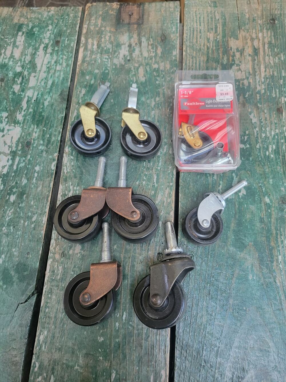 Vintage Furniture Caster Wheels Lot Stem Replacement Parts Hardware